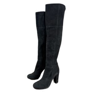 Gianni Bini Women’s Over The Knee Boots Black Suede Block Heel Size 6